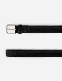 Cinturón  en piel reciclada trenzada color negro para hombre