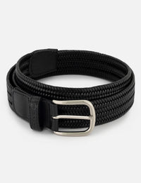 Cinturón  en piel reciclada trenzada color negro para hombre