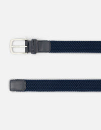 Cinturón  en piel reciclada trenzada color marino para hombre