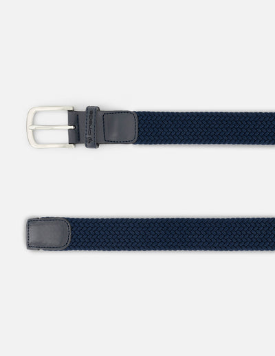 Cinturón  en piel reciclada trenzada color marino para hombre