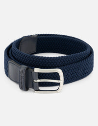 Cinturón  en piel reciclada trenzada color marino para hombre