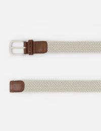 Cinturón en textil trenzado color beige para hombre