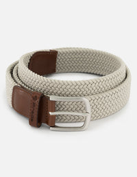 Cinturón en textil trenzado color beige para hombre