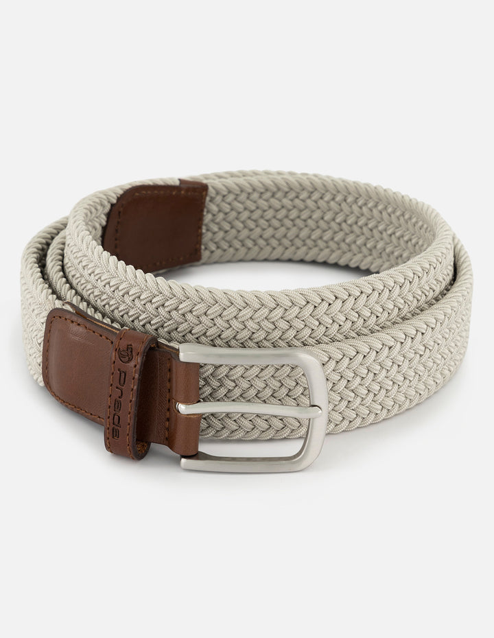 Cinturón en textil trenzado color beige para hombre