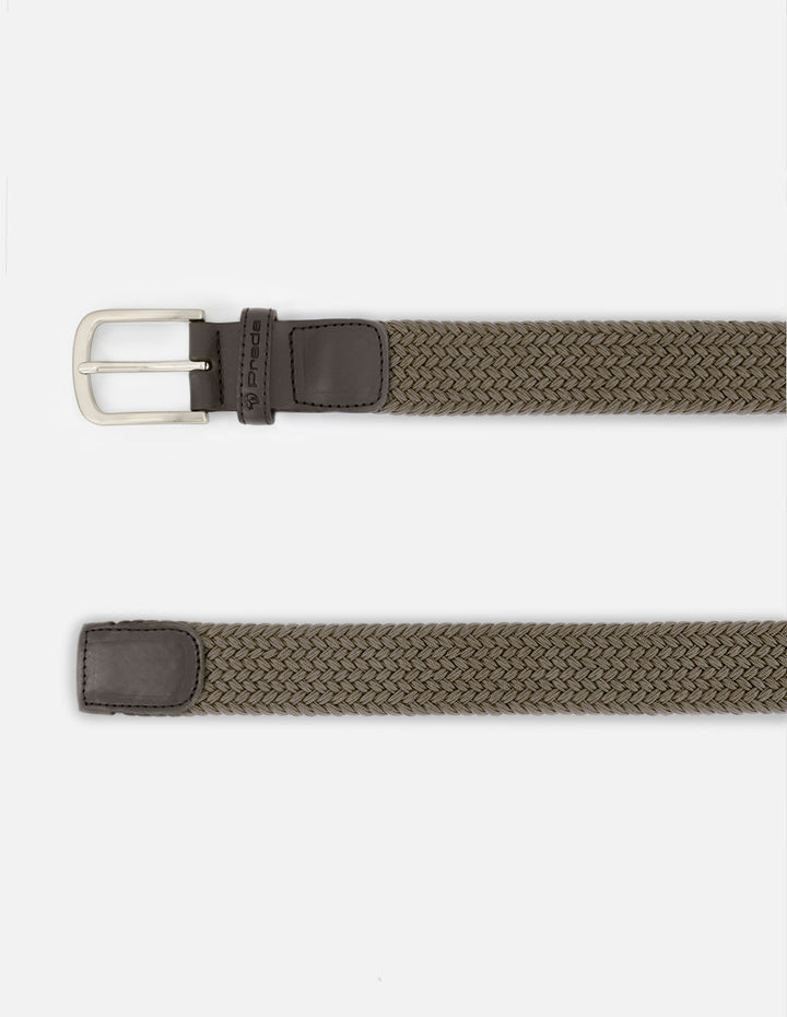 Cinturón  en piel reciclada trenzada color verde para hombre