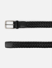Cinturón en piel reciclada trenzada color negro para hombre