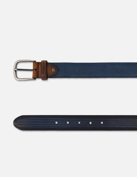 Cinturón color azul en piel para hombre