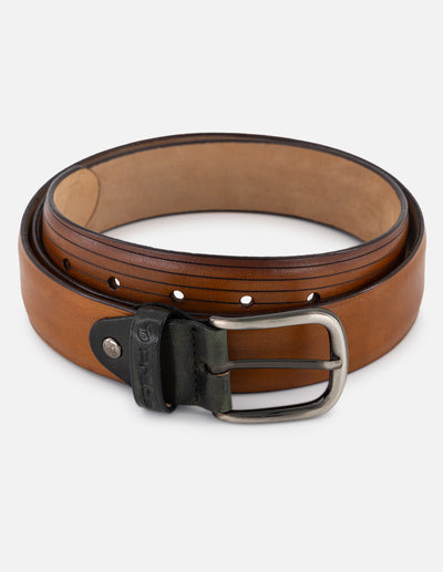 Cinturón color cuero en piel para hombre