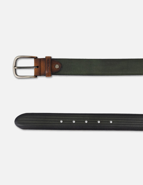Cinturón color verde en piel para hombre
