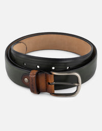 Cinturón color verde en piel para hombre