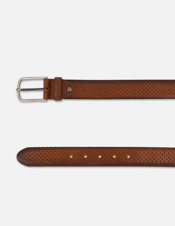 Cinturón color cafe en piel picada para hombre