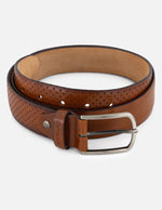 Cinturón color cafe en piel picada para hombre