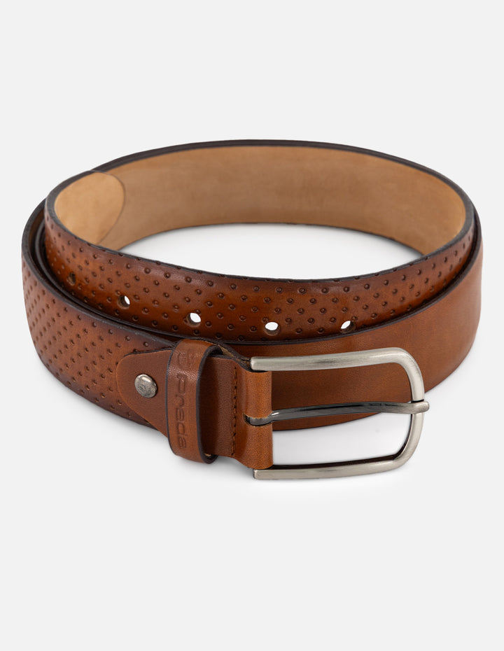Cinturón color cafe en piel picada para hombre