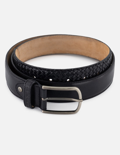 Cinturón color negro en piel picada para hombre