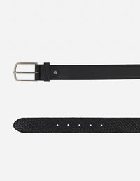 Cinturón color negro en piel trenzada para hombre