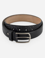 Cinturón color negro en piel trenzada para hombre