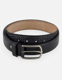 Cinturón color negro en piel trenzada para hombre