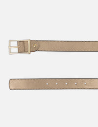 Cinturon de piel para mujer color bronce con acabado metalizado