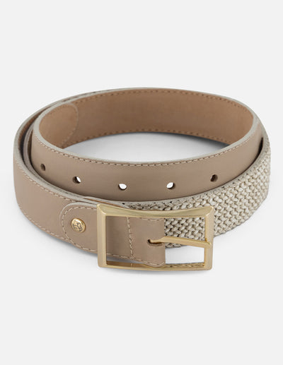 Cinturón beige rafia para mujer con tejido tipo cesta