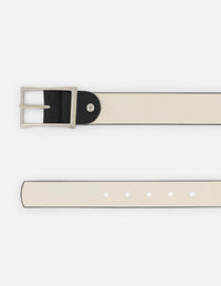 Cinturón reversible en piel para mujer bicolor blanco y negro