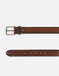 Cinturón color cuero en piel grabada para hombre con efecto aerógrafo