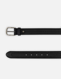 Cinturón negro piel grabada para hombre con pasantino con logo