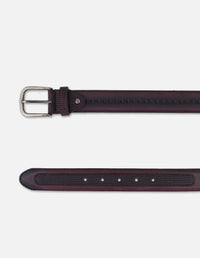 Cinturón vino de piel con pasador Prada para hombre