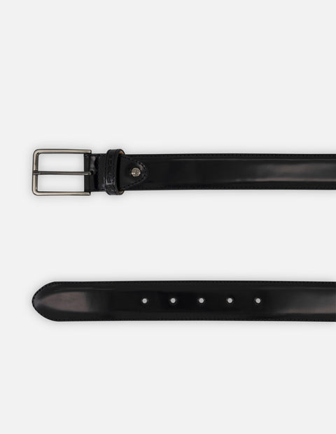 Cinturón negro piel florantic para hombre con acabado alto brillo