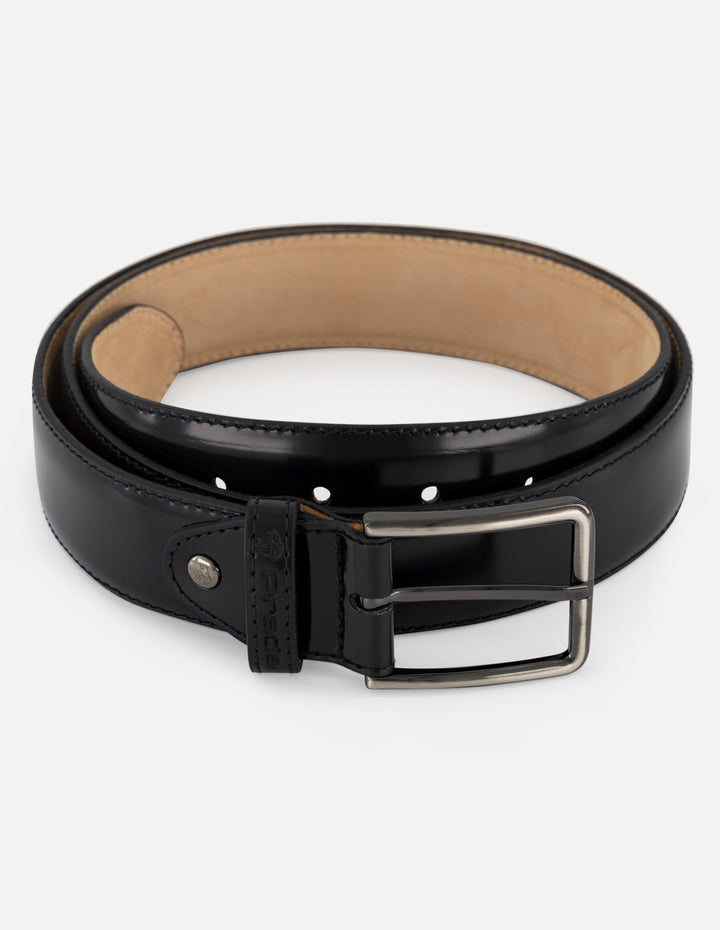 Cinturón negro piel florantic para hombre con acabado alto brillo