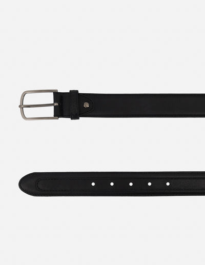 Cinturón negro en piel para hombre con detalles al tono