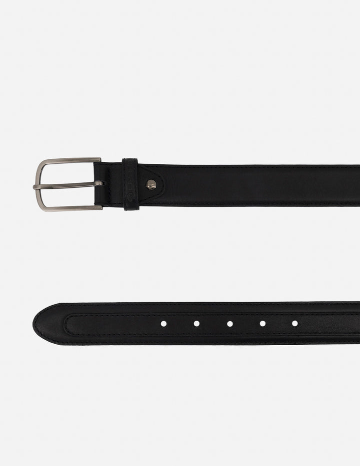 Cinturón negro en piel para hombre con detalles al tono