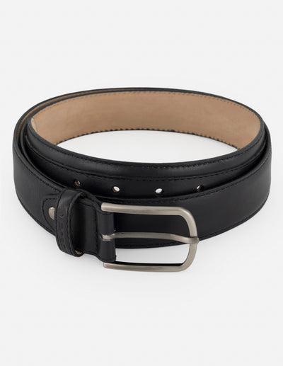 Cinturón negro en piel para hombre con detalles al tono