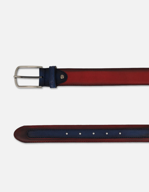 Cinturón rojo en piel para hombre con diseño de franjas