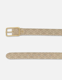 Cinturón de piel grabada beige para mujer
