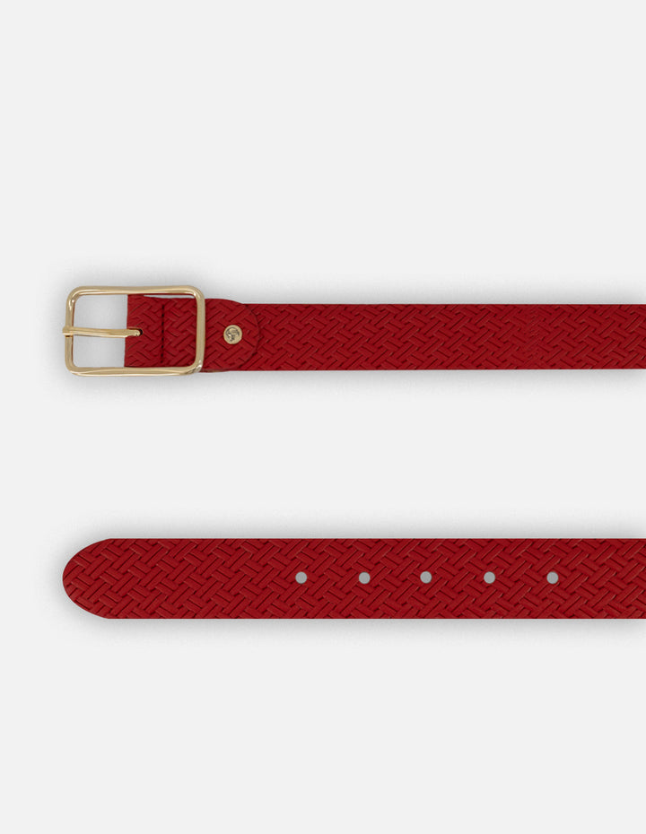 Cinturón en piel grabada rojo para mujer