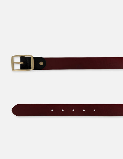 Cinturón reversible negro y rojo para mujer
