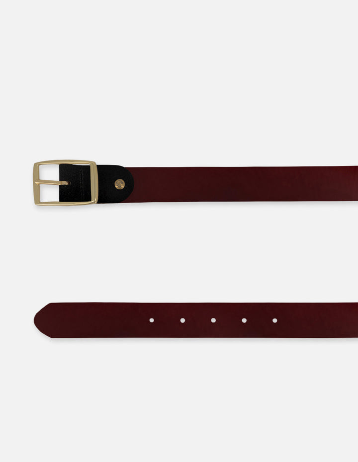 Cinturón reversible negro y rojo para mujer