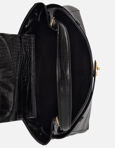 Bolso de mano negro vegano para mujer con piel tipo coco