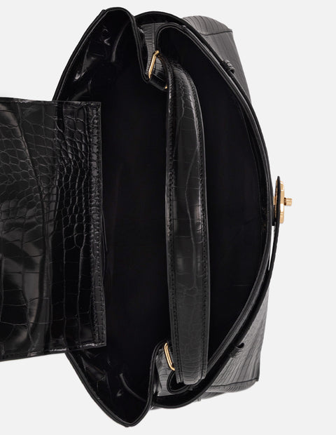 Bolso de mano negro vegano para mujer con piel tipo coco