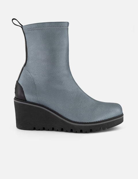 Botines color plata lycra piel con detalle metálico para mujer