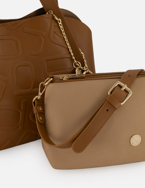 Bolso de hombro cuero para mujer con maxiletras Prada