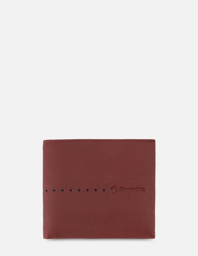 Cartera para hombre color Rojo en piel con grabado