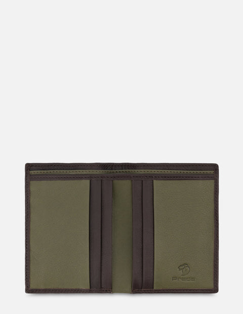 Cartera Vertical para hombre con grabado exterior e interior en contraste color Caoba