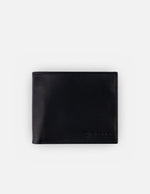 Cartera  en piel napa color negro con interior tipo tejus multicolor para hombre