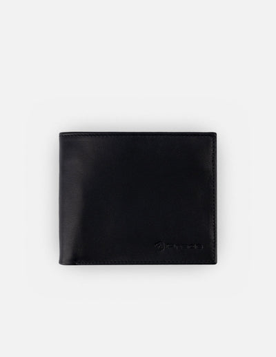 Cartera  en piel napa color negro con interior tipo tejus multicolor para hombre