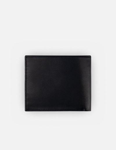 Cartera  en piel napa color negro con interior tipo tejus multicolor para hombre