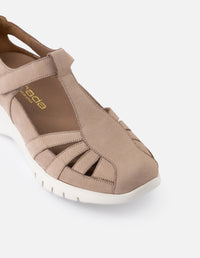 Cangrejera de ante color beige para mujer con tiras