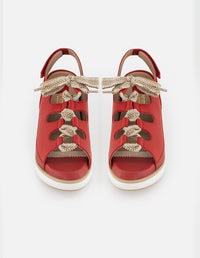 Sandalia roja en piel para mujer con plantilla intercambiable