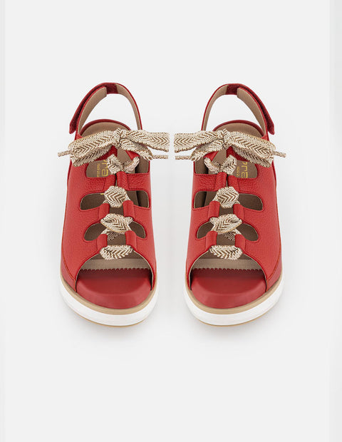 Sandalia roja en piel para mujer con plantilla intercambiable