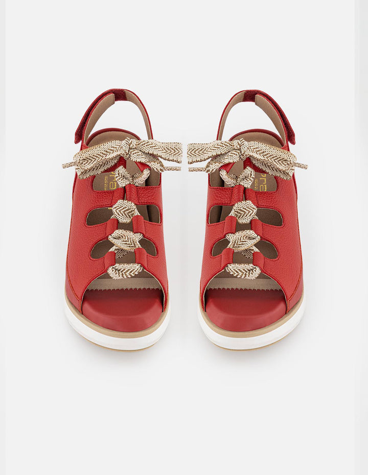 Sandalia roja en piel para mujer con plantilla intercambiable